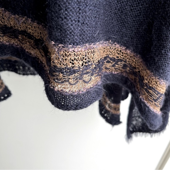 Free People Navy Wool Mohair Alpaca Cotton Blend Sweater Size L - Picture 10 of 13